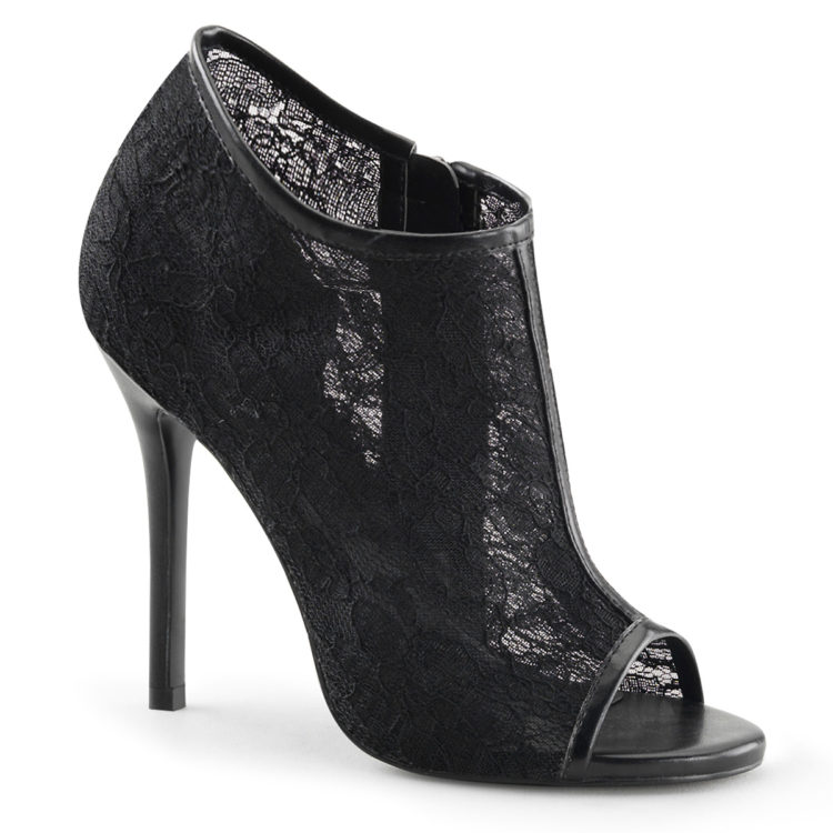 Fabulicious Amuse-56 Black Lace Mesh Ankle Boots