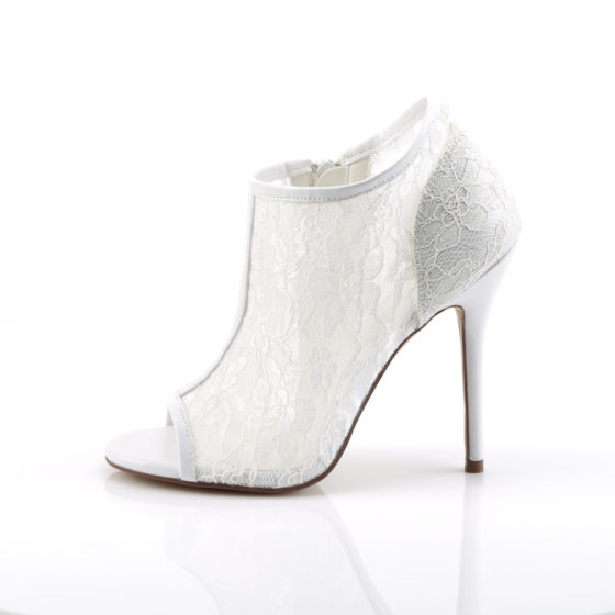 Fabulicious Amuse-56 Ivory Lace Mesh Ankle Boots