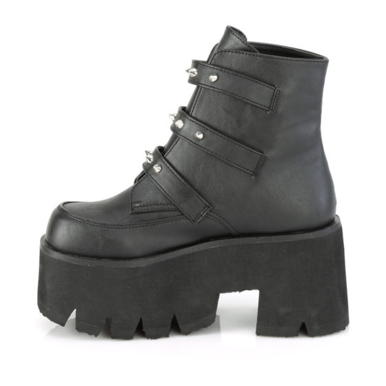 Demonia Ashes-55 Black Vegan Leather Bat Buckle Ankle Boot