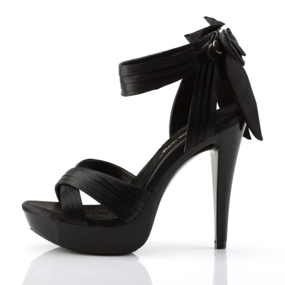 Fabulicious Cocktail-568 Black Satin Criss Cross Strap Shoes