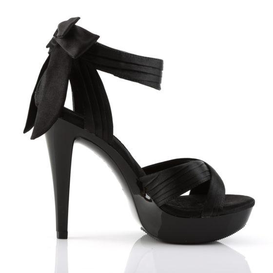 Fabulicious Cocktail-568 Black Satin Criss Cross Strap Shoes