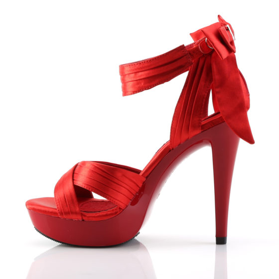 Fabulicious Cocktail-568 Red Satin Criss Cross Strap Shoes