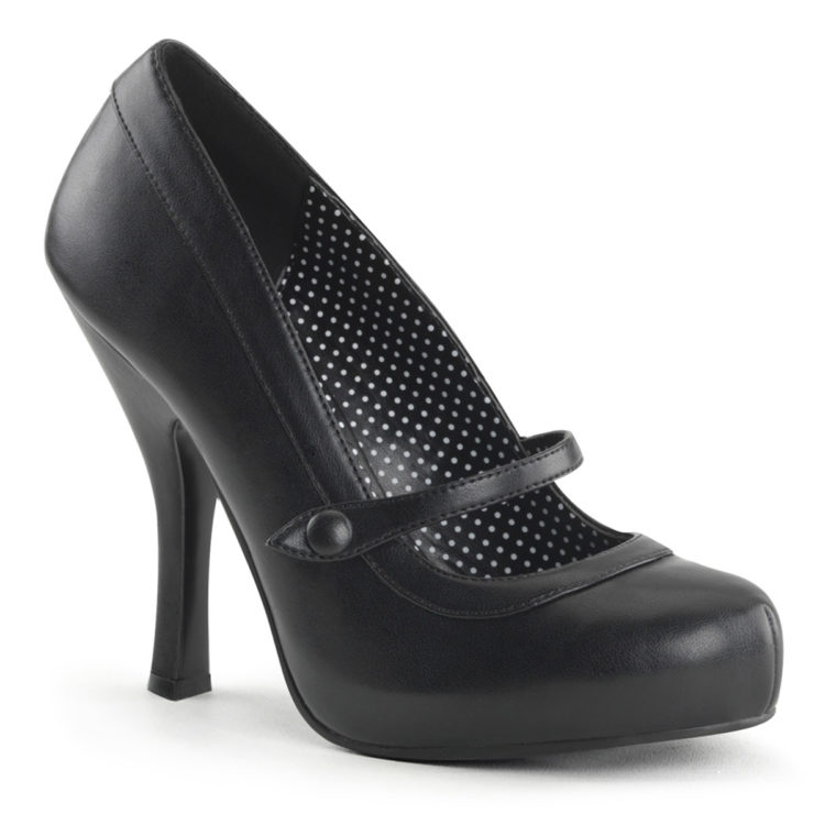 Pin Up Couture Cutiepie-02 Black PU Hidden Platform Mary Jane Shoes