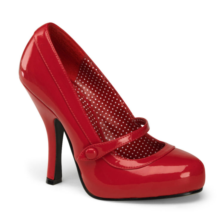 Pin Up Couture Cutiepie-02 Red Patent Hidden Platform Mary Jane Shoes