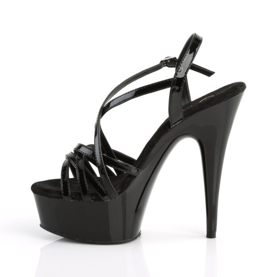 Pleaser Delight-613 Black Patent High Heel Strappy Sandal Shoes