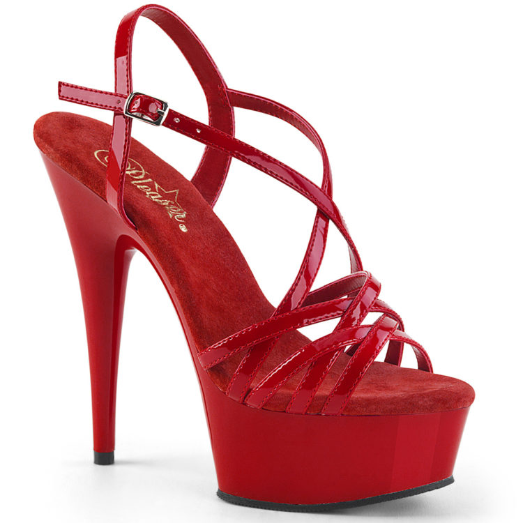 Pleaser Delight-613 Red Patent High Heel Strappy Sandal Shoes