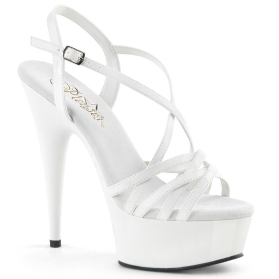 Pleaser Delight-613 White Patent High Heel Strappy Sandal Shoes