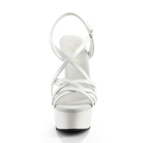 Pleaser Delight-613 White Patent High Heel Strappy Sandal Shoes