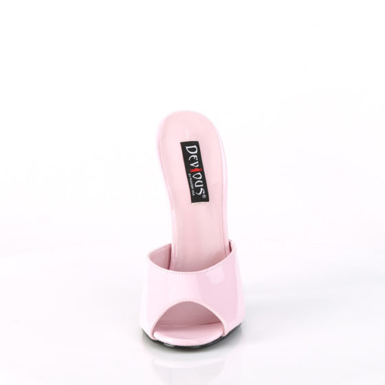 Devious Domina-101 Baby Pink Patent Slide Shoes