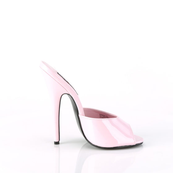 Devious Domina-101 Baby Pink Patent Slide Shoes