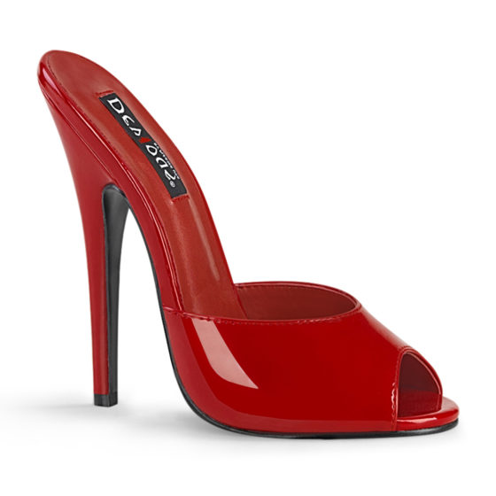 Devious Domina-101 Red Patent Slide Shoes