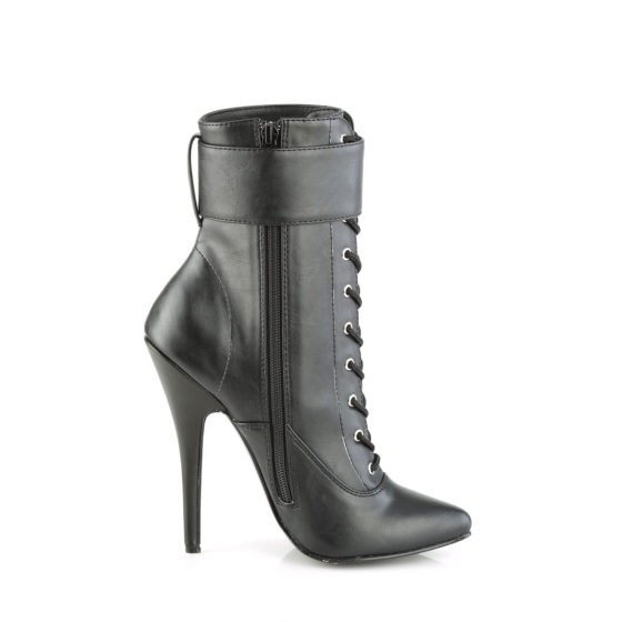 Devious Domina-1023 Black PU Ankle Boots