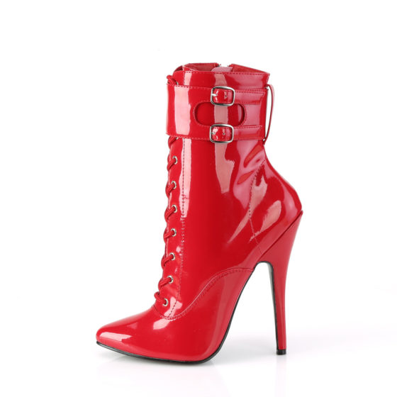 Devious Domina-1023 Red Patent Ankle Boots