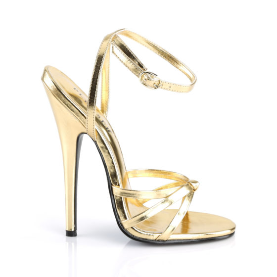 Devious Domina-108 Gold Metallic PU Strappy Shoes