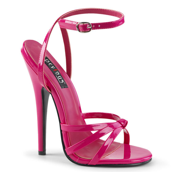 Devious Domina-108 Hot Pink Patent Strappy Shoes