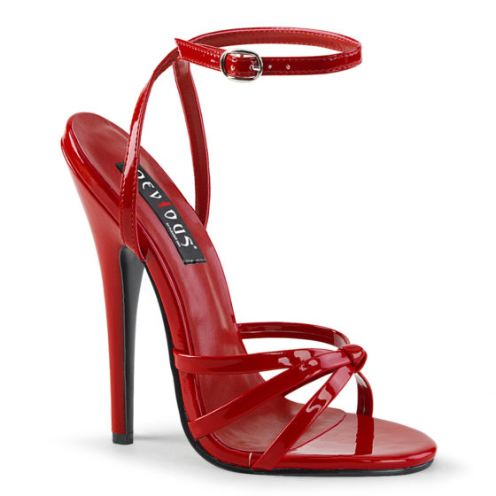 Devious Domina-108 Red Patent Strappy Shoes