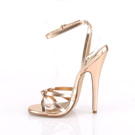 Devious Domina-108 Rose Gold Metallic PU Strappy Shoes