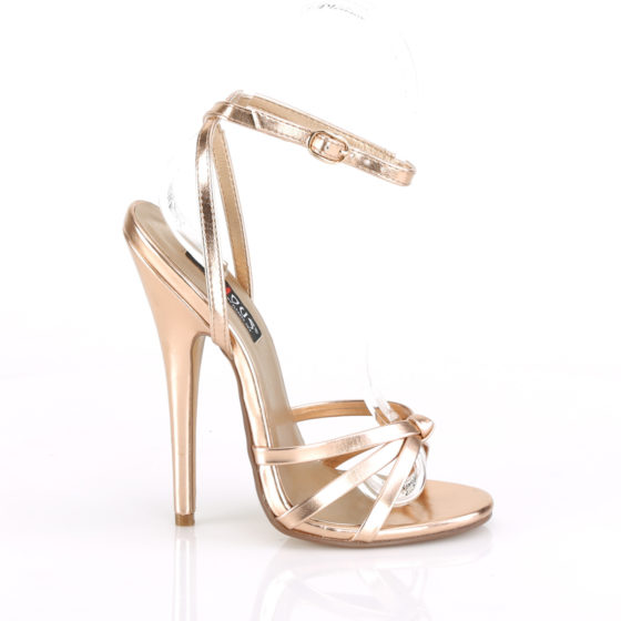 Devious Domina-108 Rose Gold Metallic PU Strappy Shoes