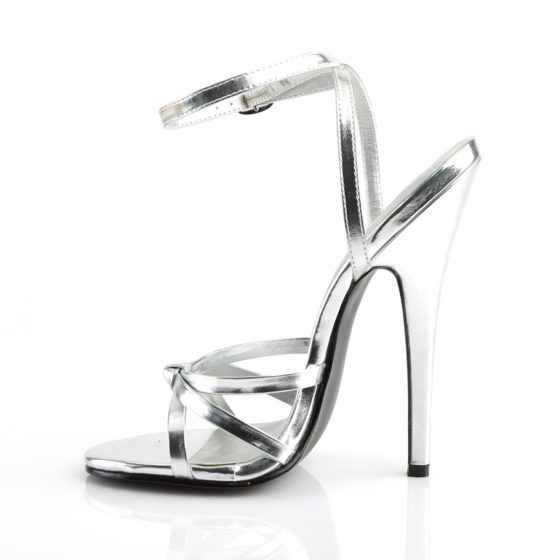 Devious Domina-108 Silver Metallic PU Strappy Shoes