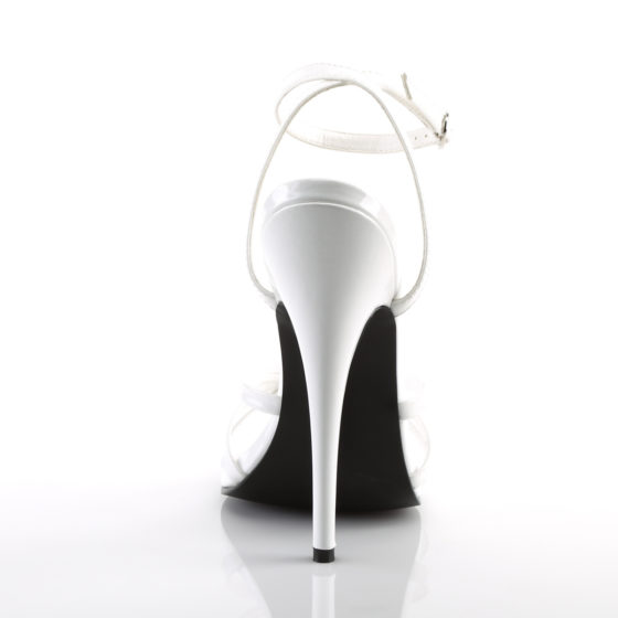 Devious Domina-108 White Patent Strappy Shoes