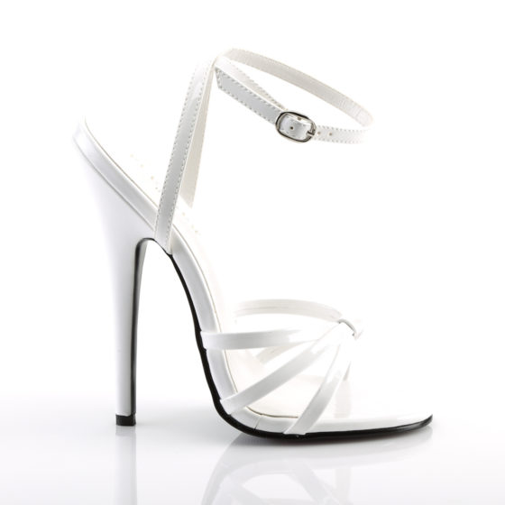 Devious Domina-108 White Patent Strappy Shoes