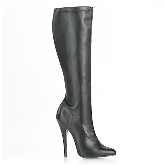 Devious Domina-2000 Black PU Knee High Boots