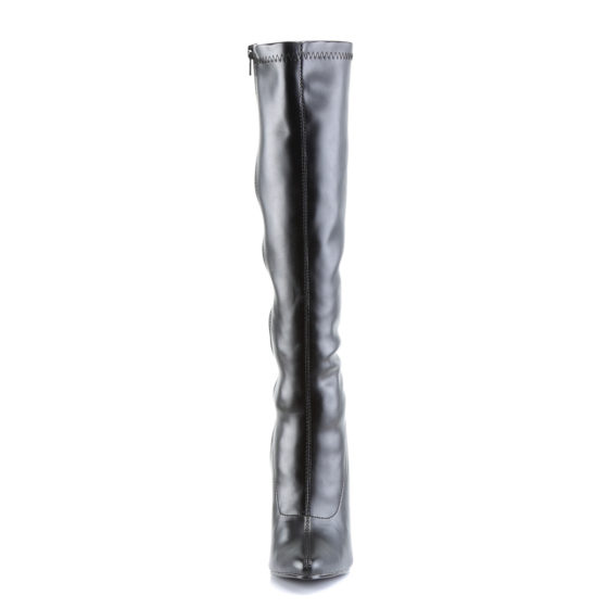 Devious Domina-2000 Black PU Knee High Boots