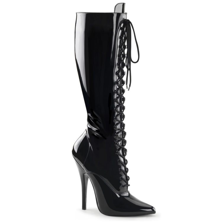 Devious Domina-2020 Black Patent Knee High Boots