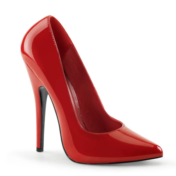 Devious Domina-420 Red Patent Court Shoes