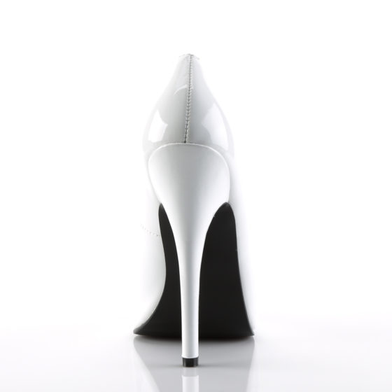 Devious Domina-420 White Patent Court Shoes