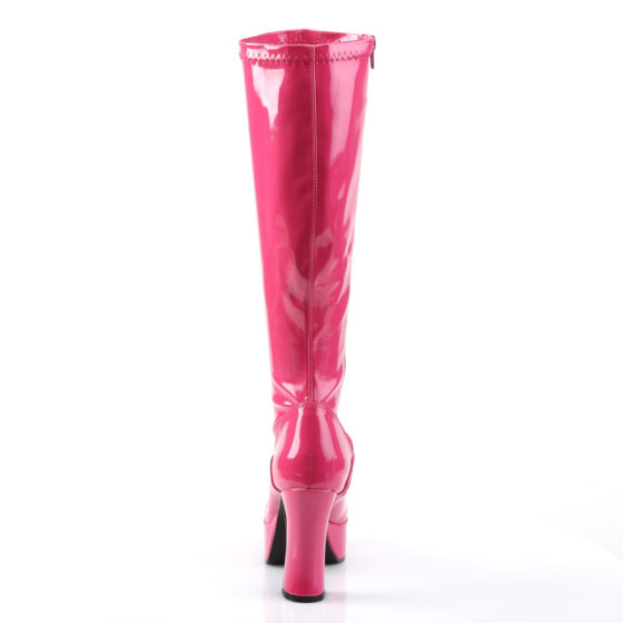 Funtasma Exotica-2000 Hot Pink Stretch Patent Knee High Boots