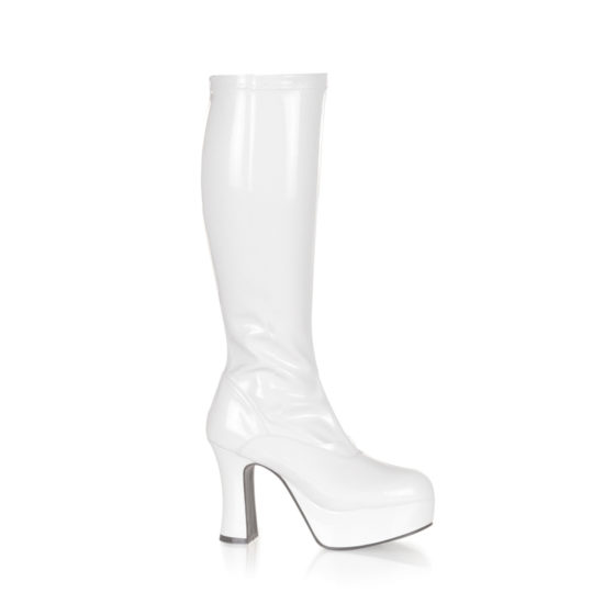 Funtasma Exotica-2000 White Stretch Patent Knee High Boots