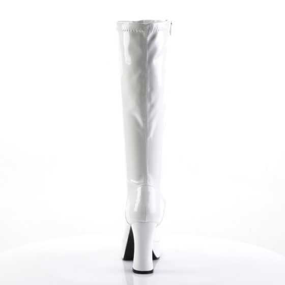 Funtasma Exotica-2000 White Stretch Patent Knee High Boots