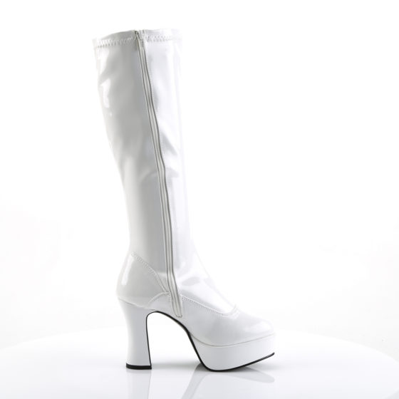 Funtasma Exotica-2000 White Stretch Patent Knee High Boots