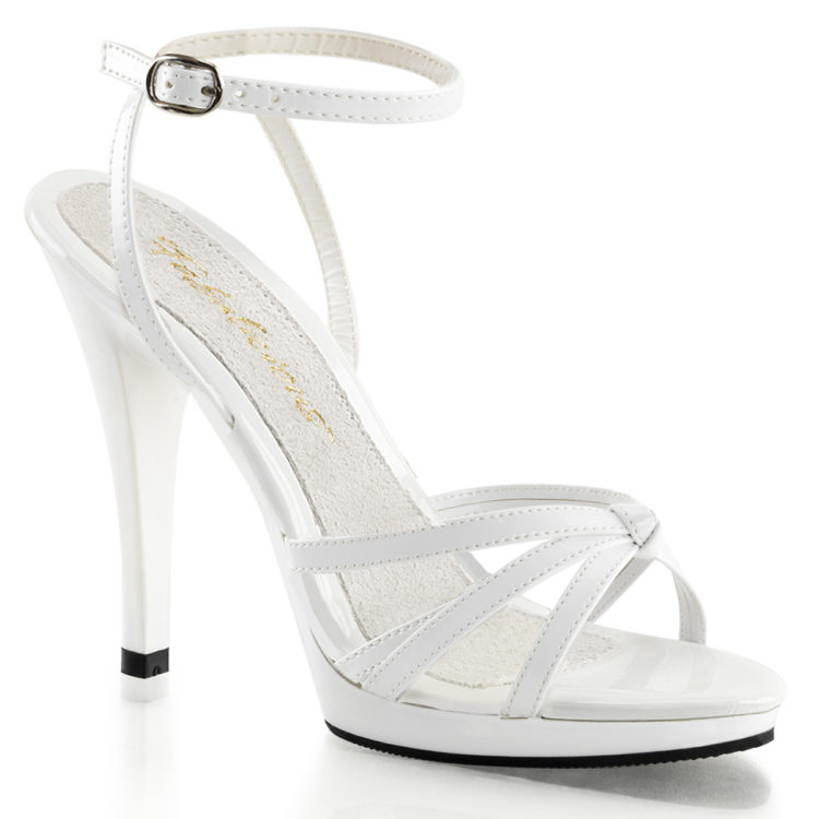 Fabulicious Flair-436 White Patent Strappy Shoes