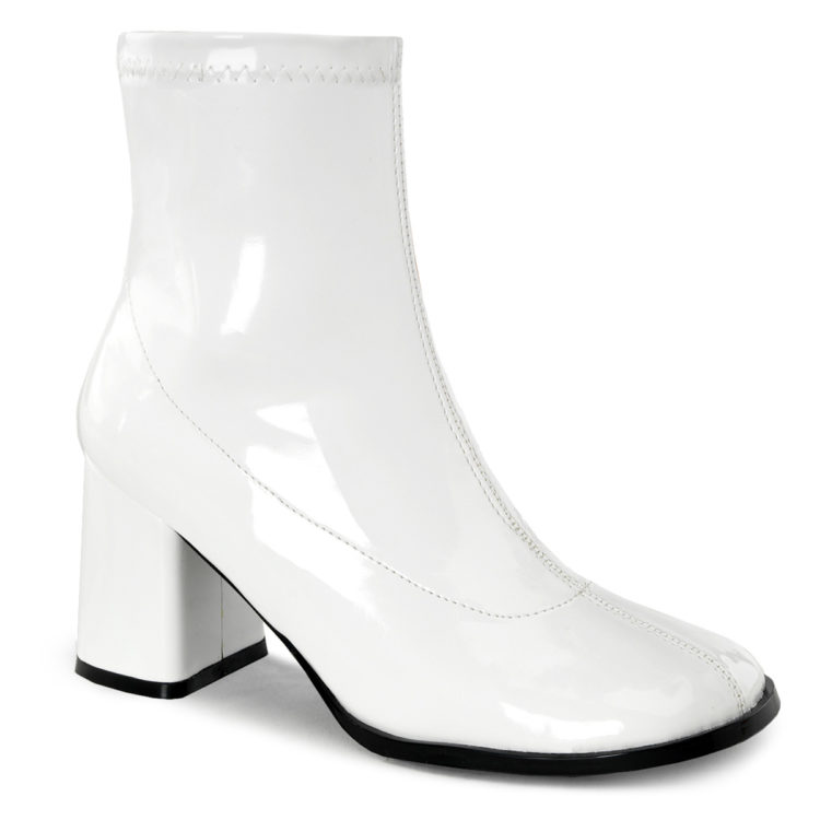 Funtasma GoGo-150 White Stretch Patent Ankle Boots