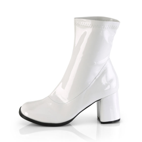 Funtasma GoGo-150 White Stretch Patent Ankle Boots