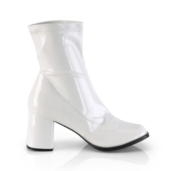 Funtasma GoGo-150 White Stretch Patent Ankle Boots