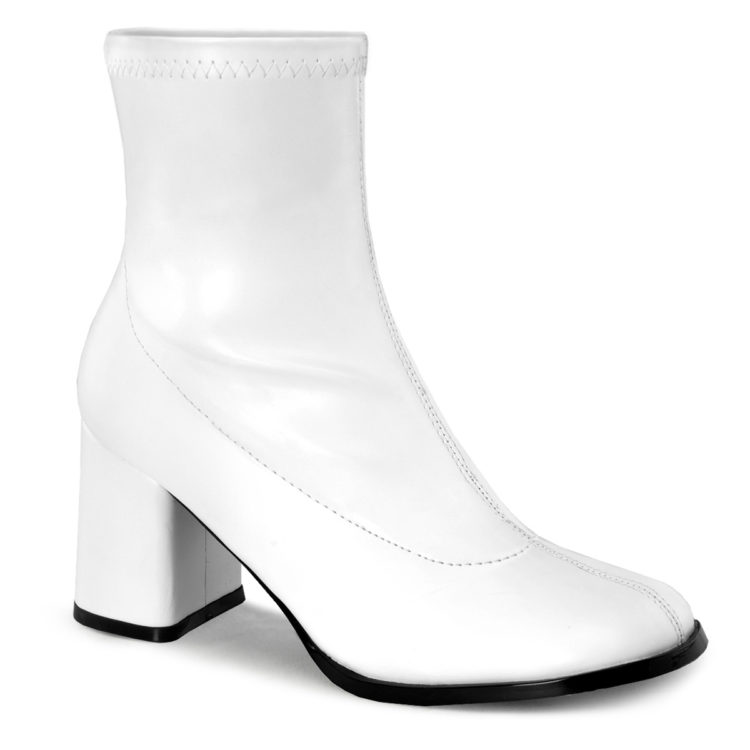 Funtasma GoGo-150 White Stretch PU Ankle Boots