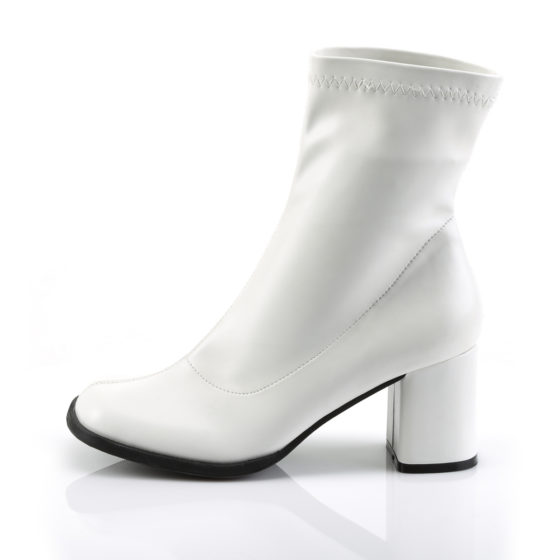 Funtasma GoGo-150 White Stretch PU Ankle Boots