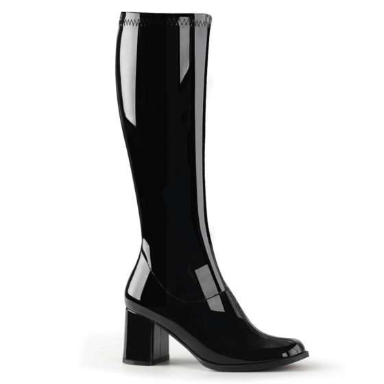 Funtasma GoGo-300 Black Stretch Patent Knee High Boots