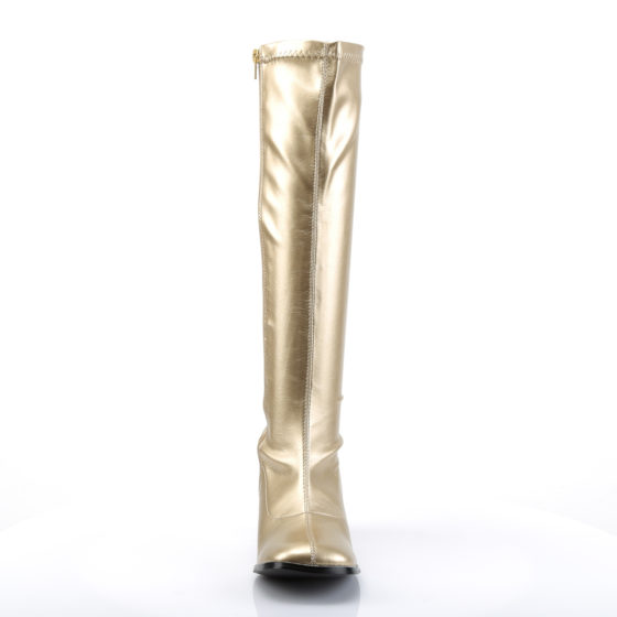 Funtasma GoGo-300 Gold Stretch PU Knee High Boots