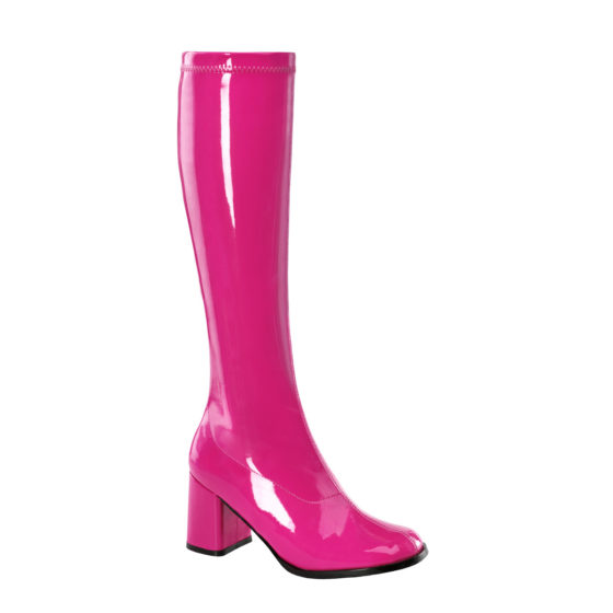 Funtasma GoGo-300 Hot Pink Stretch Patent Knee High Boots