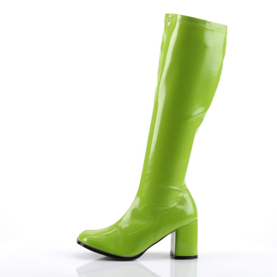 Funtasma GoGo-300 Lime Stretch Patent Knee High Boots