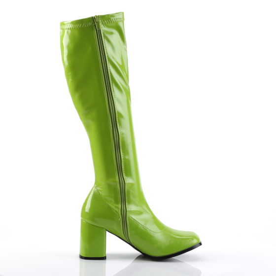 Funtasma GoGo-300 Lime Stretch Patent Knee High Boots