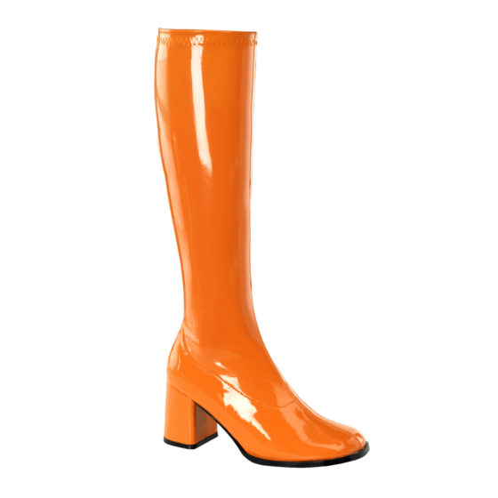 Funtasma GoGo-300 Orange Stretch Patent Knee High Boots