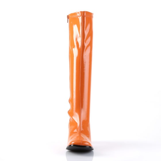 Funtasma GoGo-300 Orange Stretch Patent Knee High Boots