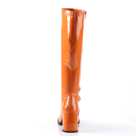 Funtasma GoGo-300 Orange Stretch Patent Knee High Boots