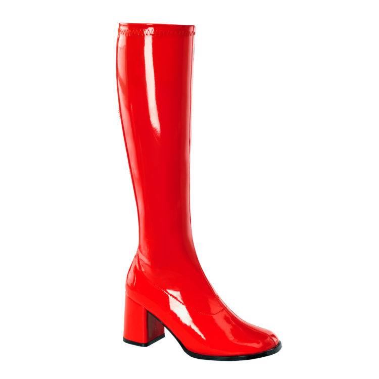 Funtasma GoGo-300 Red Stretch Patent Knee High Boots