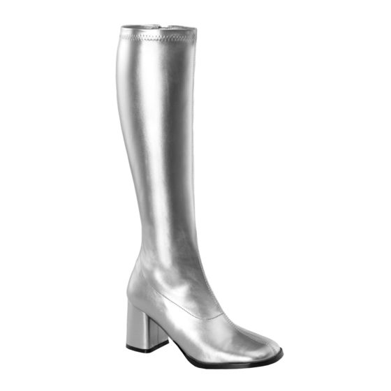 Funtasma GoGo-300 Silver Stretch PU Knee High Boots